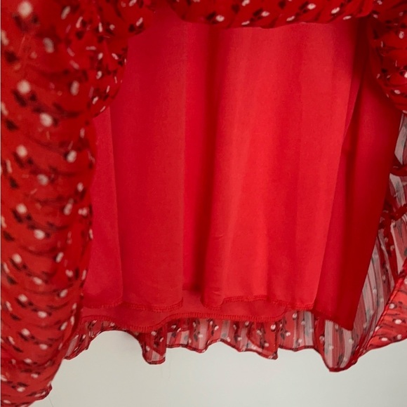 Red Flutter Sleeve V-Neck Sundress - Picture 6 of 7